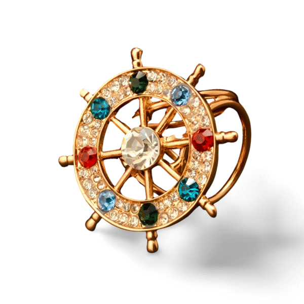Broche Originale Gouvernail Doré