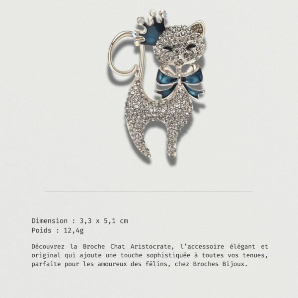 Broche féline scintillante style aristocratique avec détails raffinés