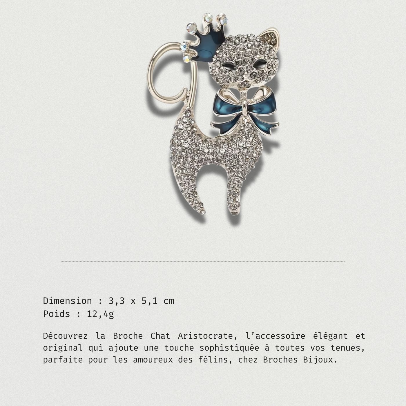Broche féline scintillante style aristocratique avec détails raffinés