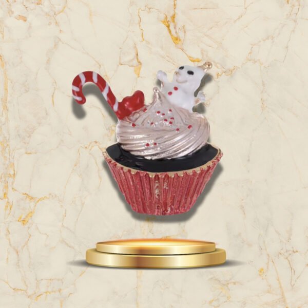 Bijou fantaisie de Noël coloré, broche cupcake et sucre d’orge rouge et blanc