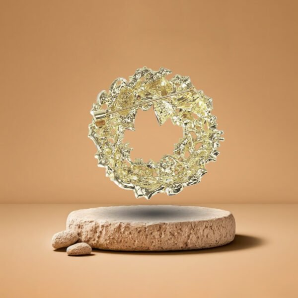 Accessoire de fête Broche De Noël Couronne scintillante dorée et verte