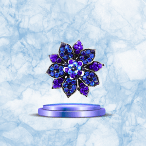 broche fleur rose océane bleu