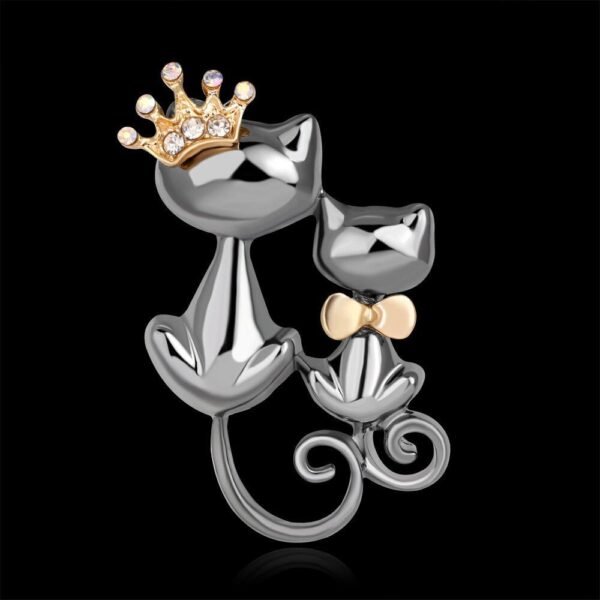 Broche Chat Argent Duo – Image 3