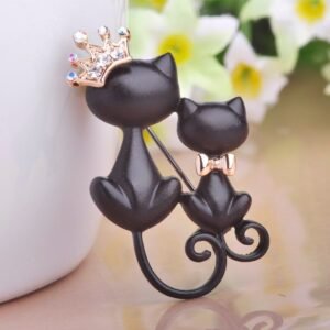 accessoire mode broche chat noir