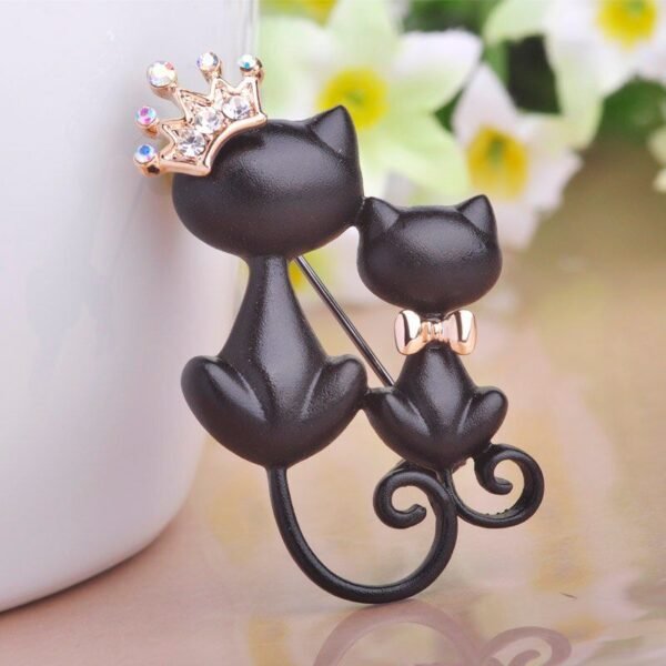 accessoire mode broche chat noir