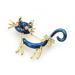 accessoire mode chat bleu doré