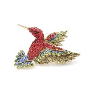 bijou broche colibri flambant