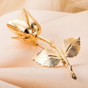 bijou femme fleur rose or