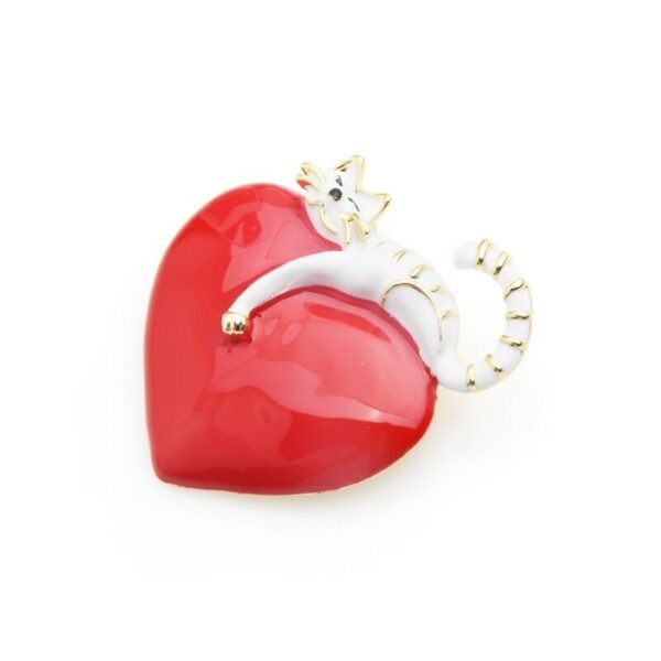 bijoux broche cœur pour passionnés de félins