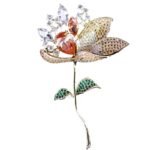 broche artistique fleur rose