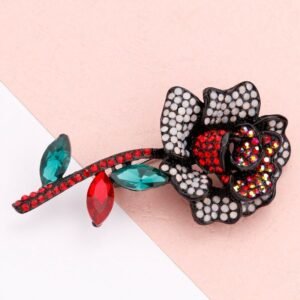broche artistique rose