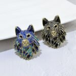 broche artistique tête de loup