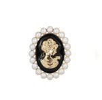 Broche Camée Miroir d'Argent