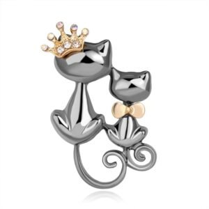 Broche Chat Argent Duo