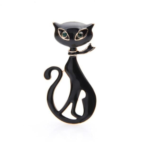 Broche Chat Espion Noir