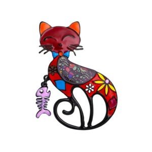 Broche Chat Rouge