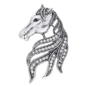 Broche Cheval Métal & Strass