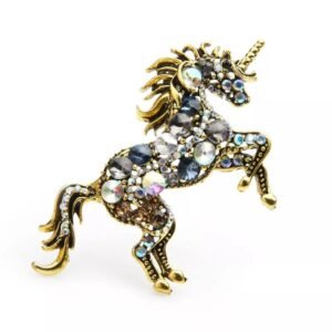 Broche Cheval Strass Colorés