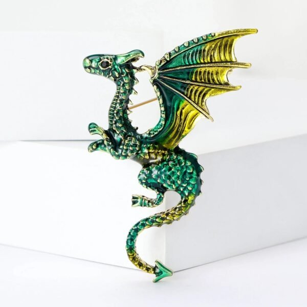 broche en forme de dragon émeraude