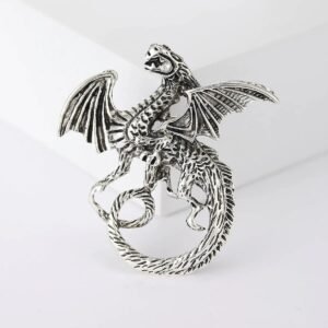 broche en métal dragon