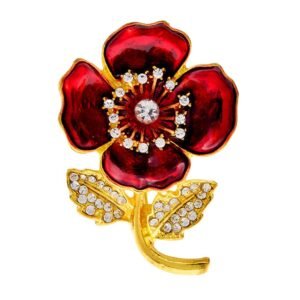 Broche Fleur Rose Cerise