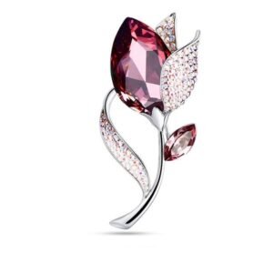 Broche Fleur Rose Crystal