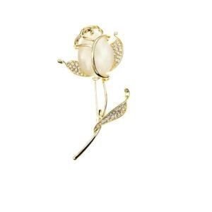 Broche Fleur Rose Dorée