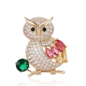 Broche Hibou Blanche Perlée