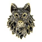 broche loup en métal
