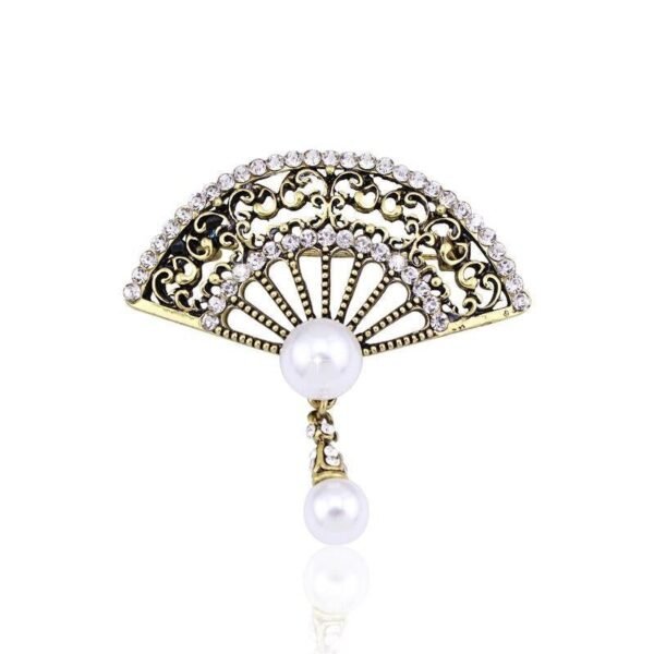 Broche Originale Éventail Doré