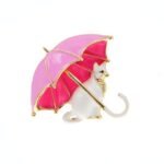 broche originale chat parapluie