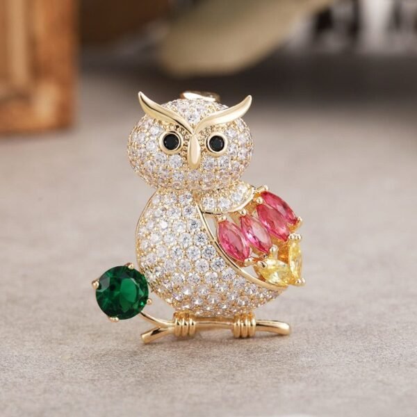 broche unique hibou perlée