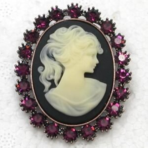 broche vintage camée noir blanc