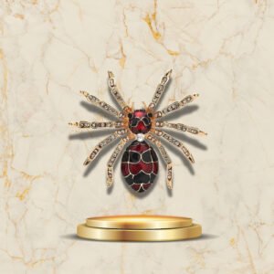 Broche araignée design glamour dorée et noire, bijou fantaisie unique