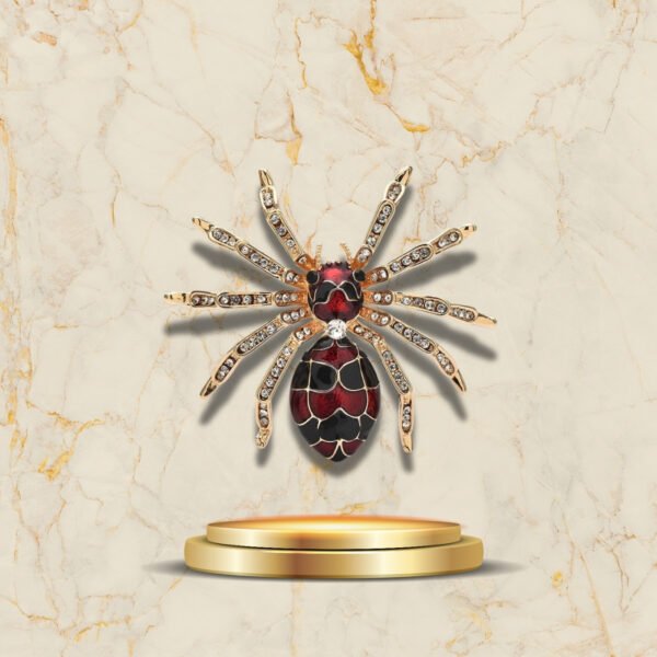 Broche araignée design glamour dorée et noire, bijou fantaisie unique