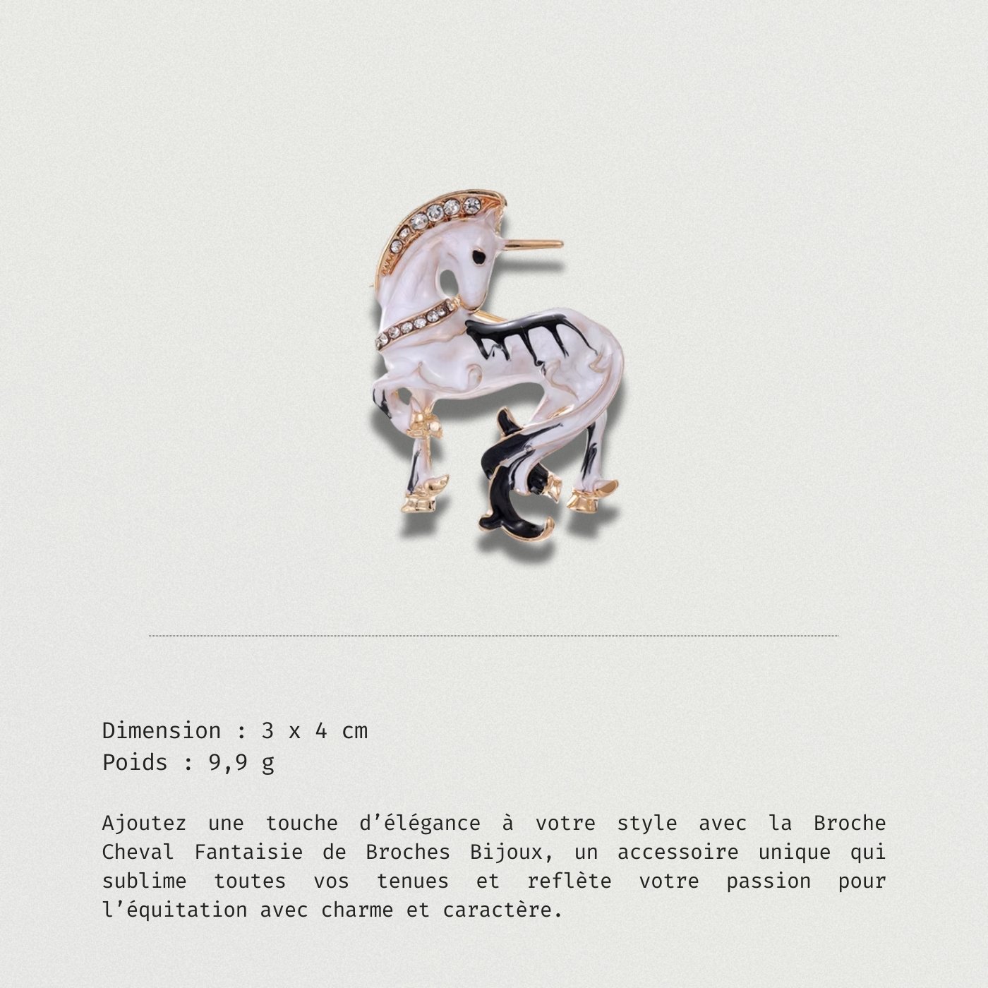 Broche Cheval Fantaisie - Bijou unique pour les passionnés d'équitation