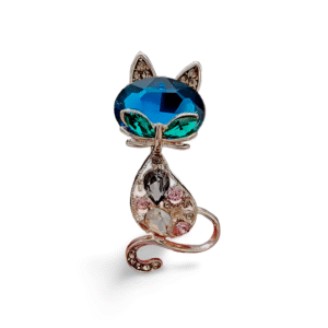 Broche Chat Argent Pierre​