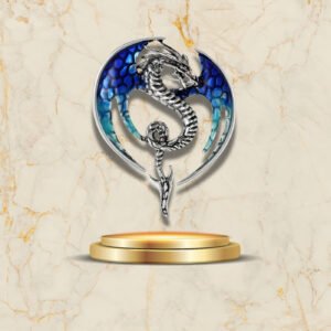 Broche dragon couleur rouge vert bleu argent