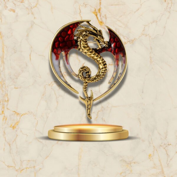 Bijou broche dragon argenté doré élégant