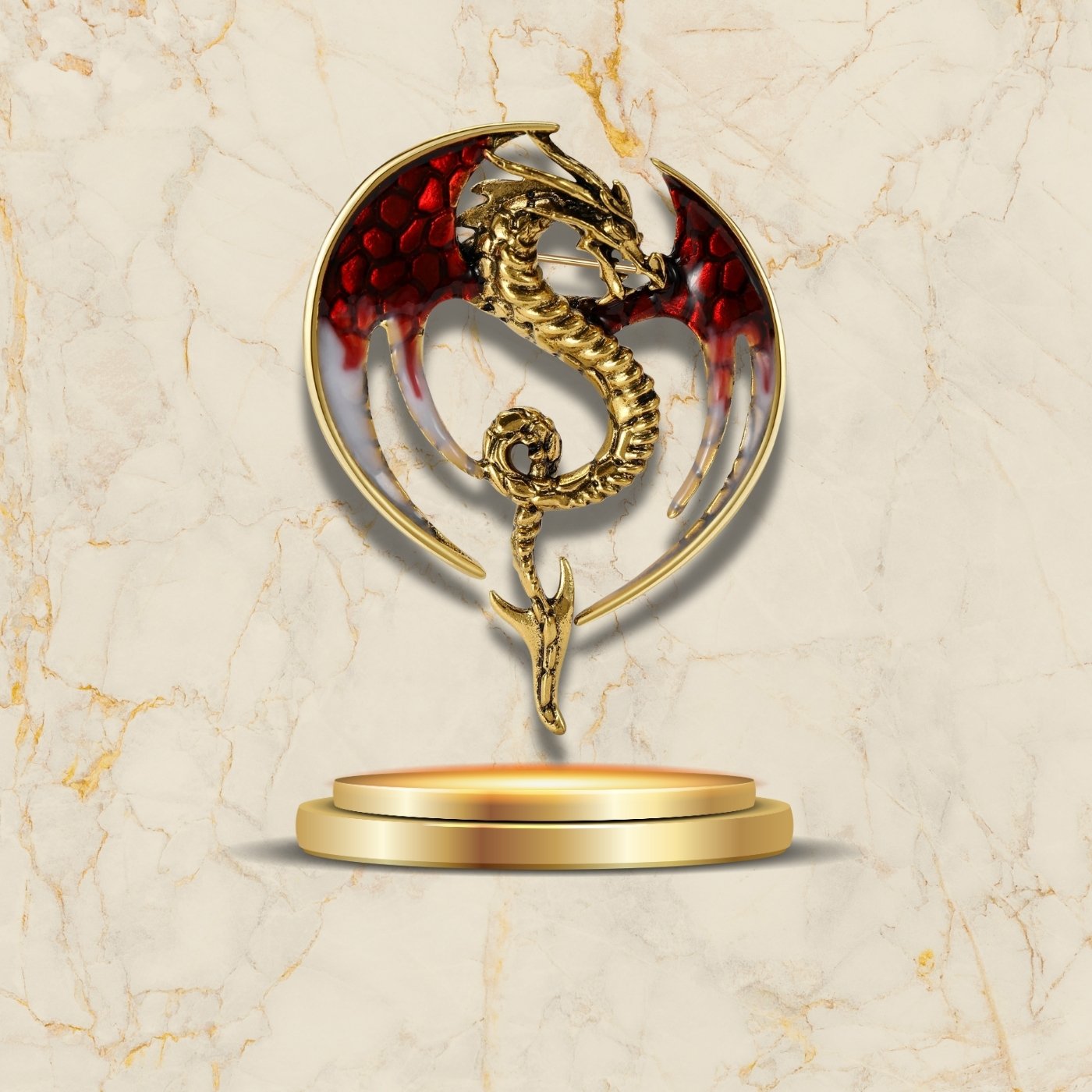 Bijou broche dragon argenté doré élégant