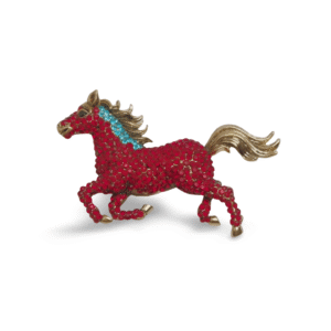 Broche Cheval Strass Rose