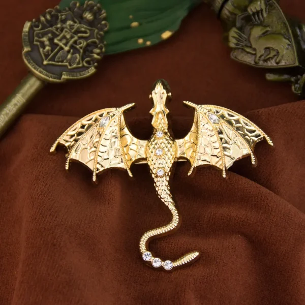 broche fantaisie dragon doré