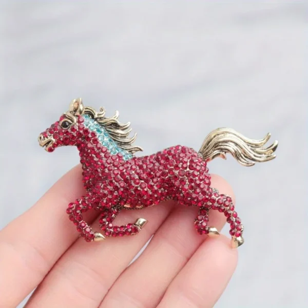 broche fantaisie cheval rose