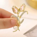 broche fantaisie strass rose