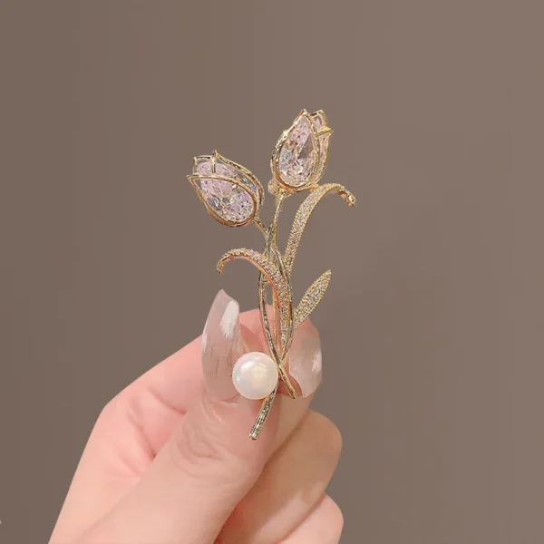 broche élégante strass rose