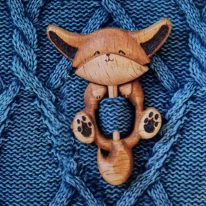 broche en bois renard