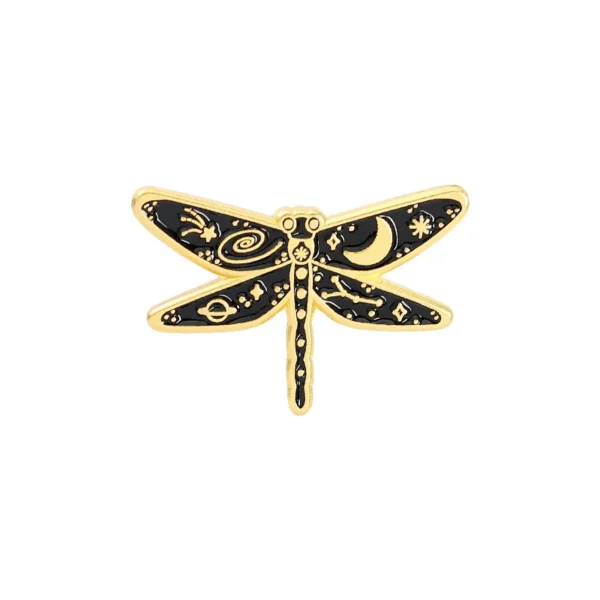 broche artistique libellule dorée