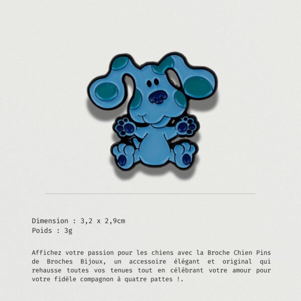 Broche chien pins bleue en émail, accessoire fantaisie amusant