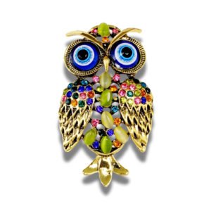 Broche Hibou Art Nouveau fond blanc