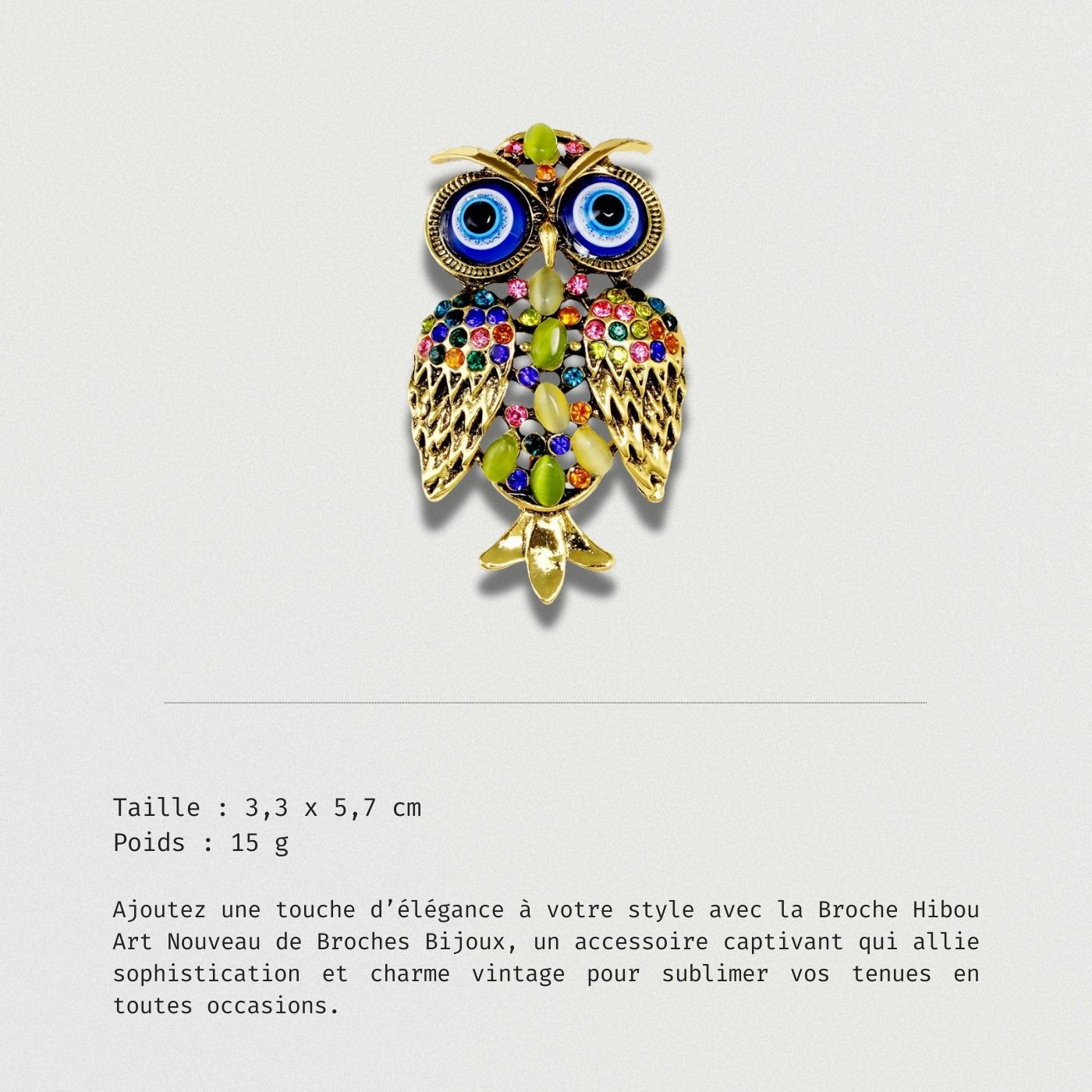 Broche Hibou Art Nouveau - Détails floraux raffinés